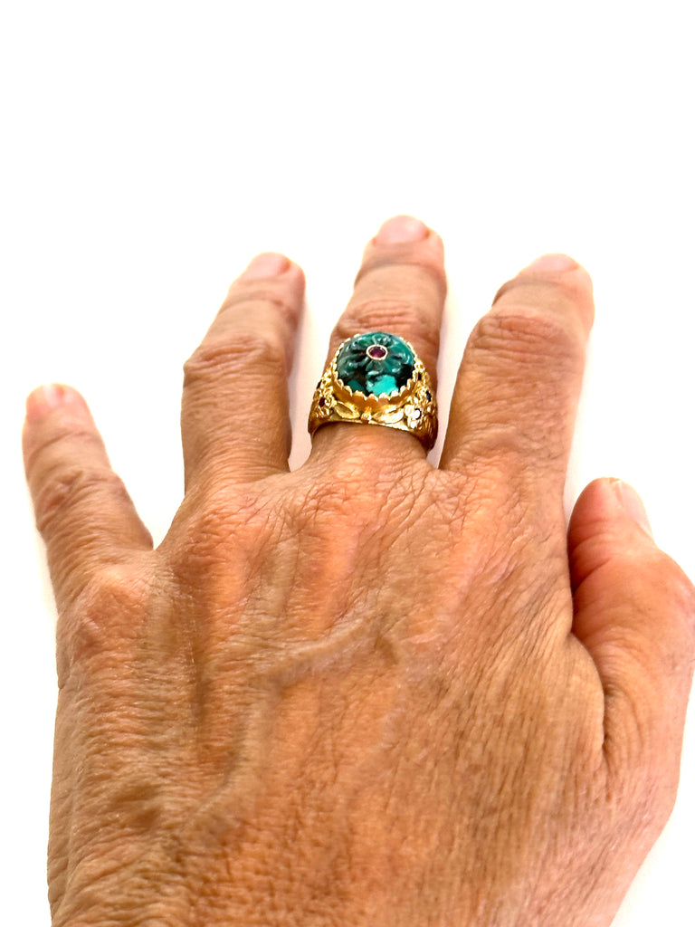 Antique Tibetan Turquoise gold Ring
