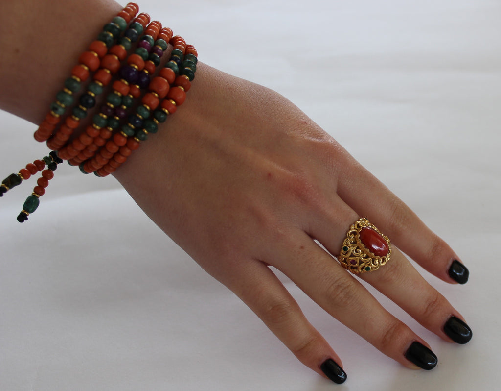 Royal Italian red coral gold Ring
