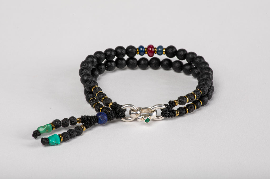 Lava beads Bracelet - Blue Sapphire, Ruby