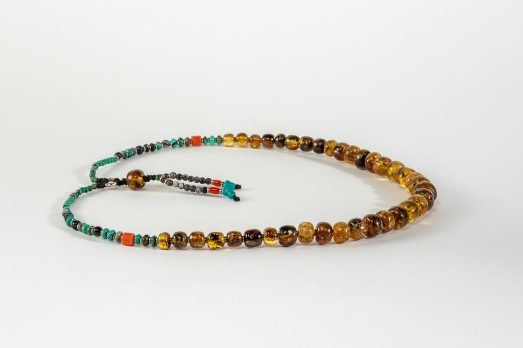 Long Amber Mala necklace with Tassle