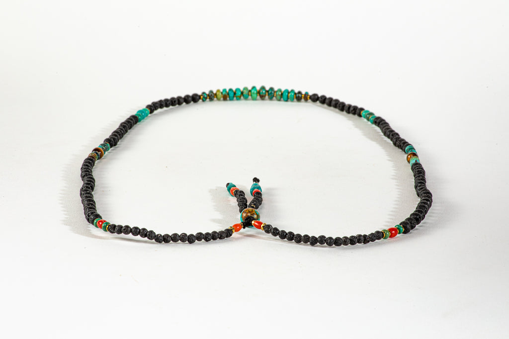 Long Lava Mala necklace with Tassle