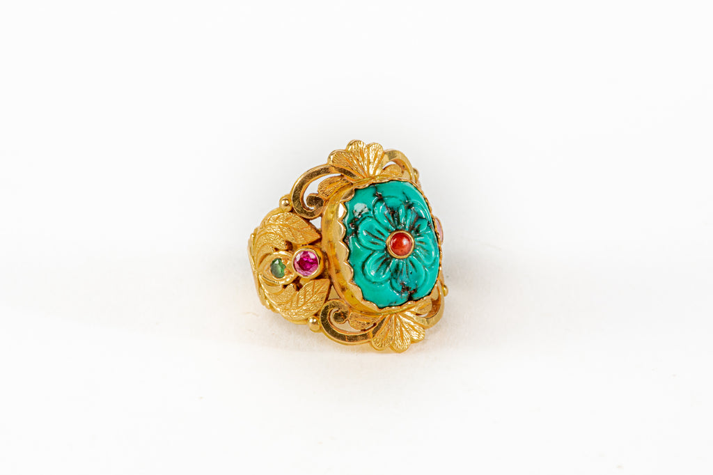 Antique Tibetan Turquoise gold Ring