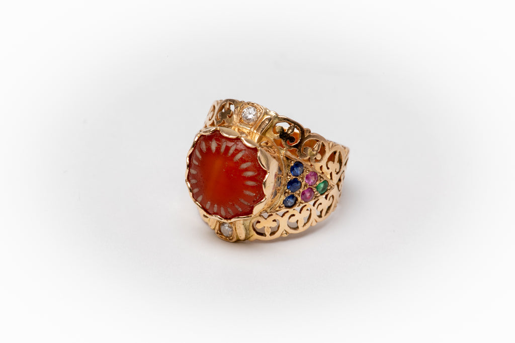 Ancient agate gold Ring