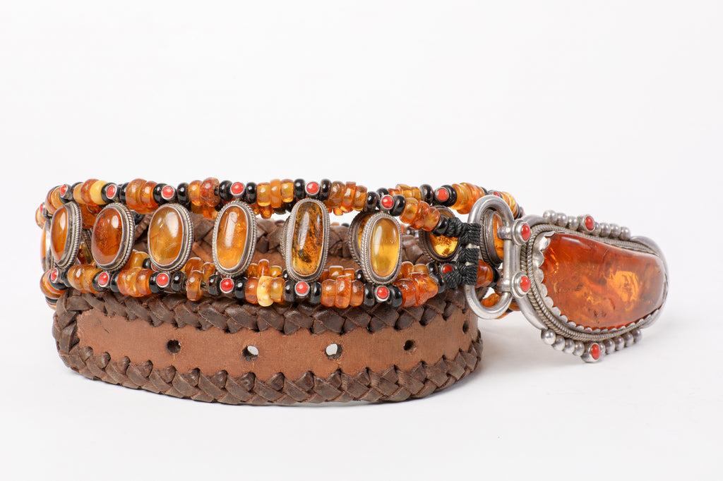 Honey Amber beads belt
