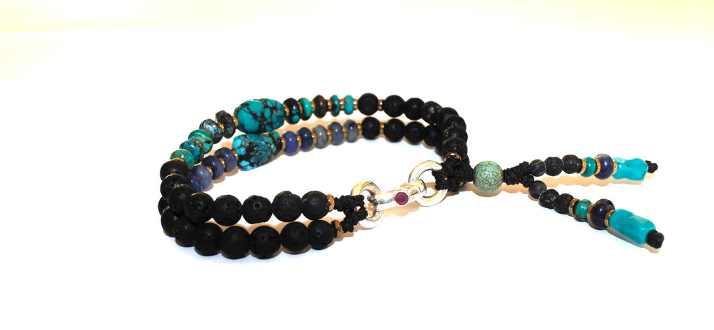 Lava beads Bracelet - Turquoise and sodalite