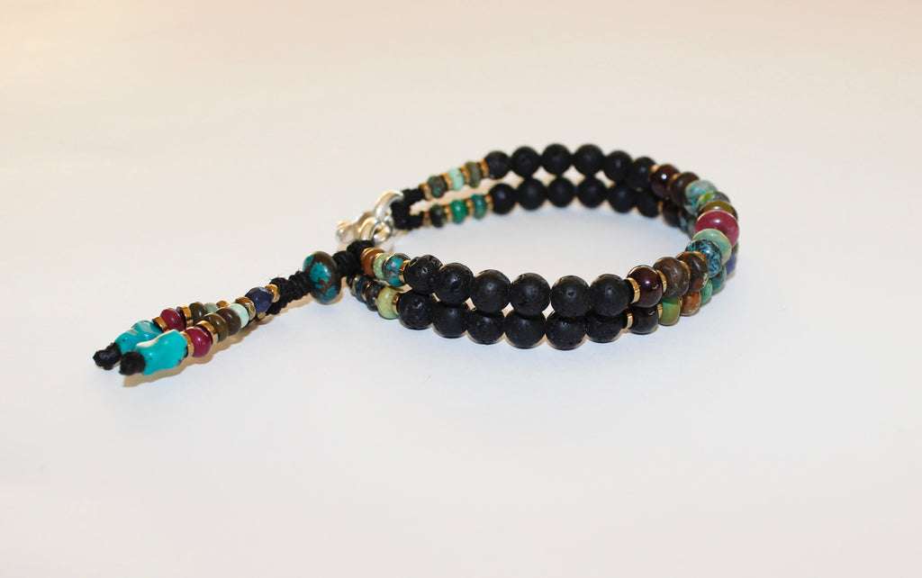 Lava beads Bracelet - Ruby, Turquoise
