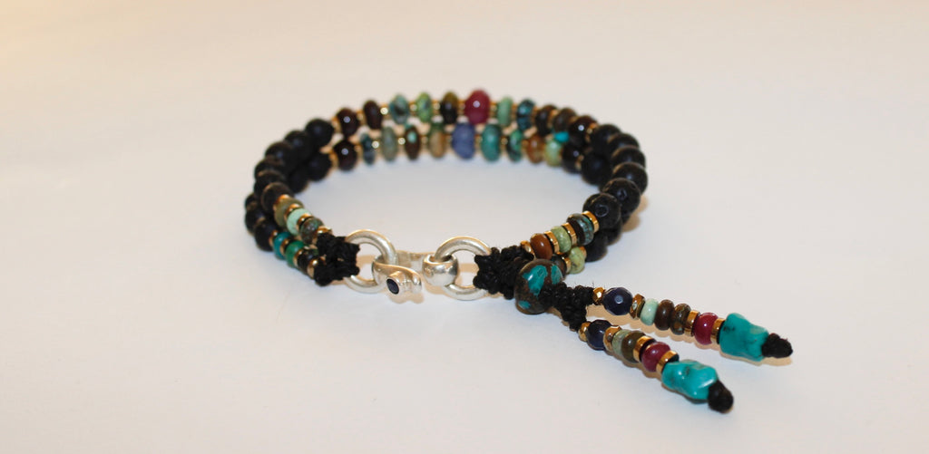 Lava beads Bracelet - Ruby, Turquoise