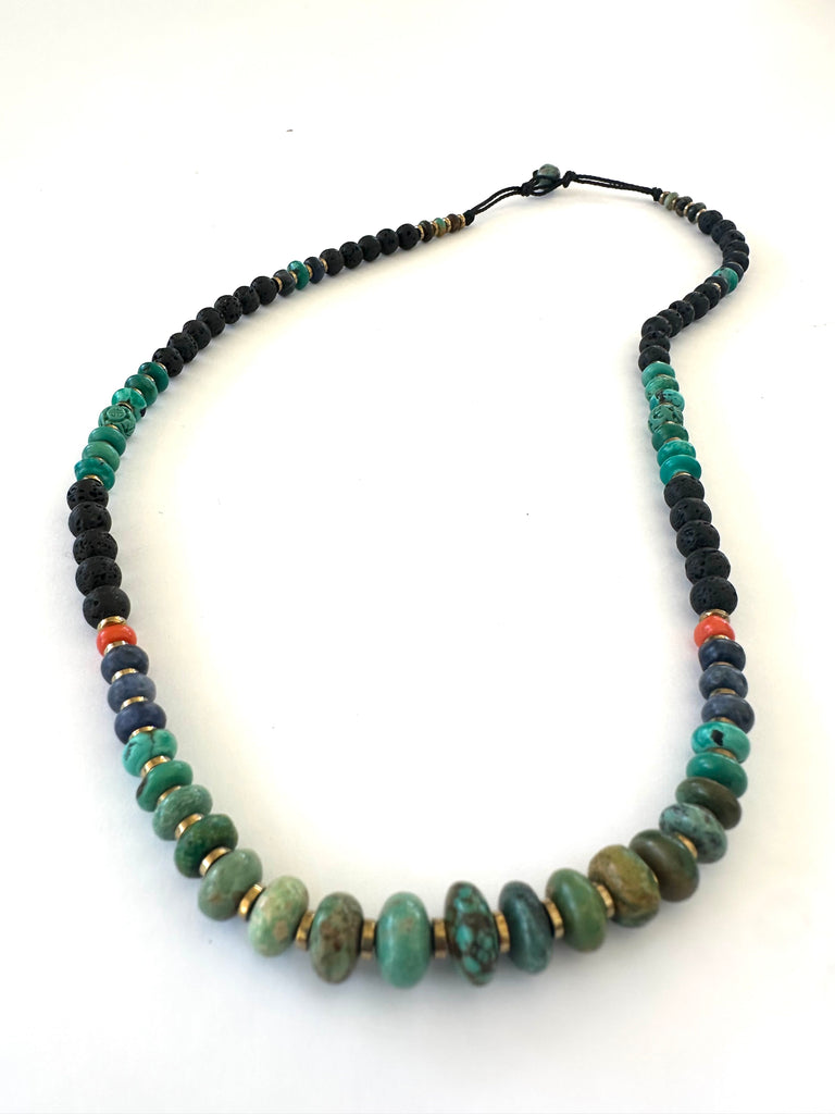 Lava necklace with Turqouise center.