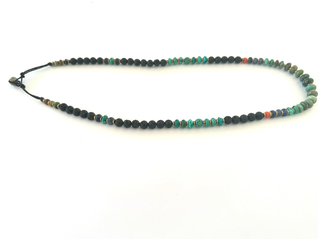 Lava necklace with Turqouise center.