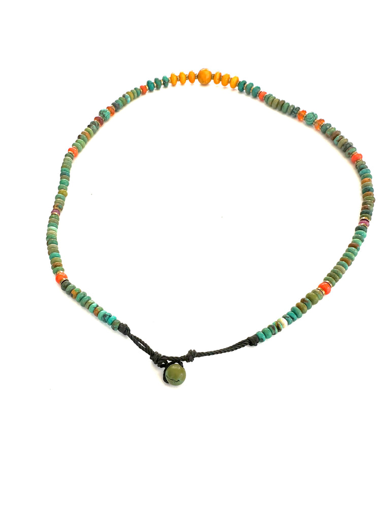 Amber center mala necklace with Turquoise