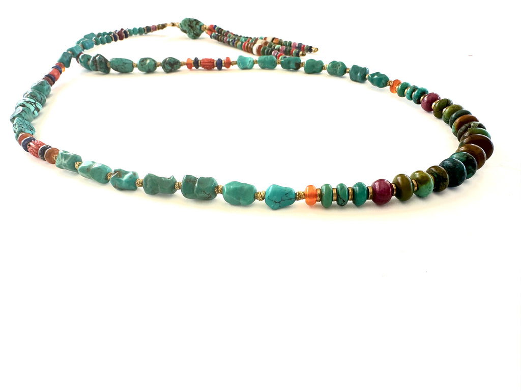 Long Turqouise Mala necklace with Tassle