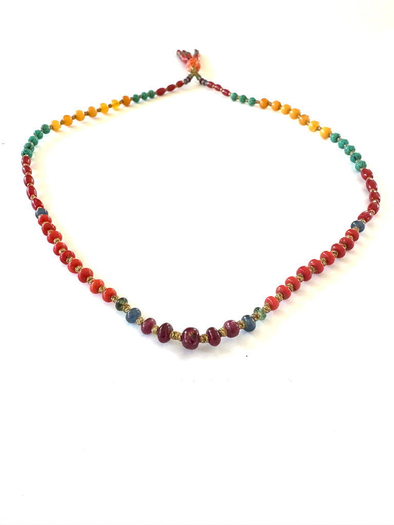 Tassel mala Necklace red coral beads.
