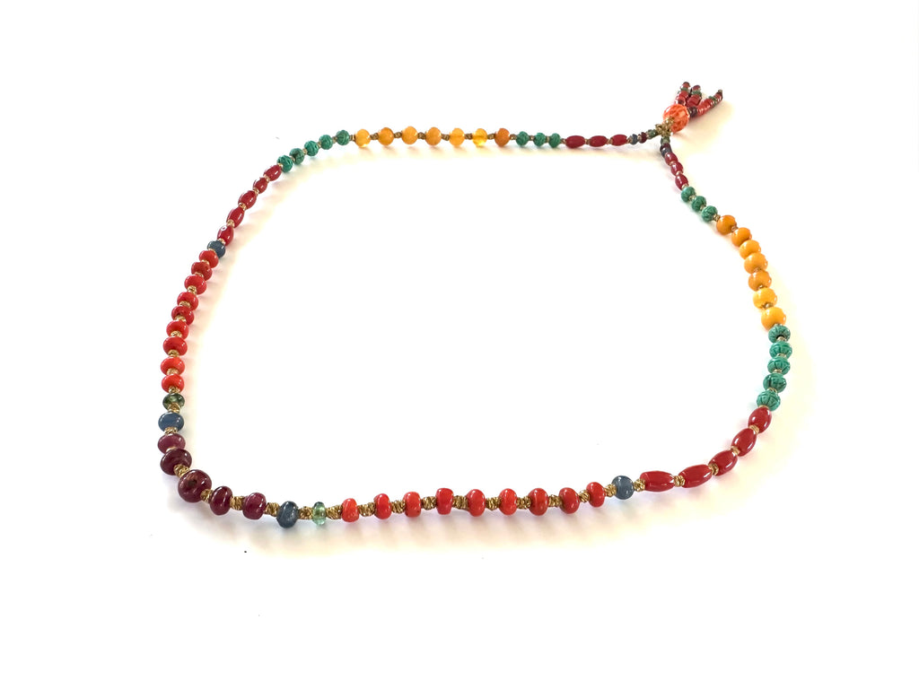 Tassel mala Necklace red coral beads.