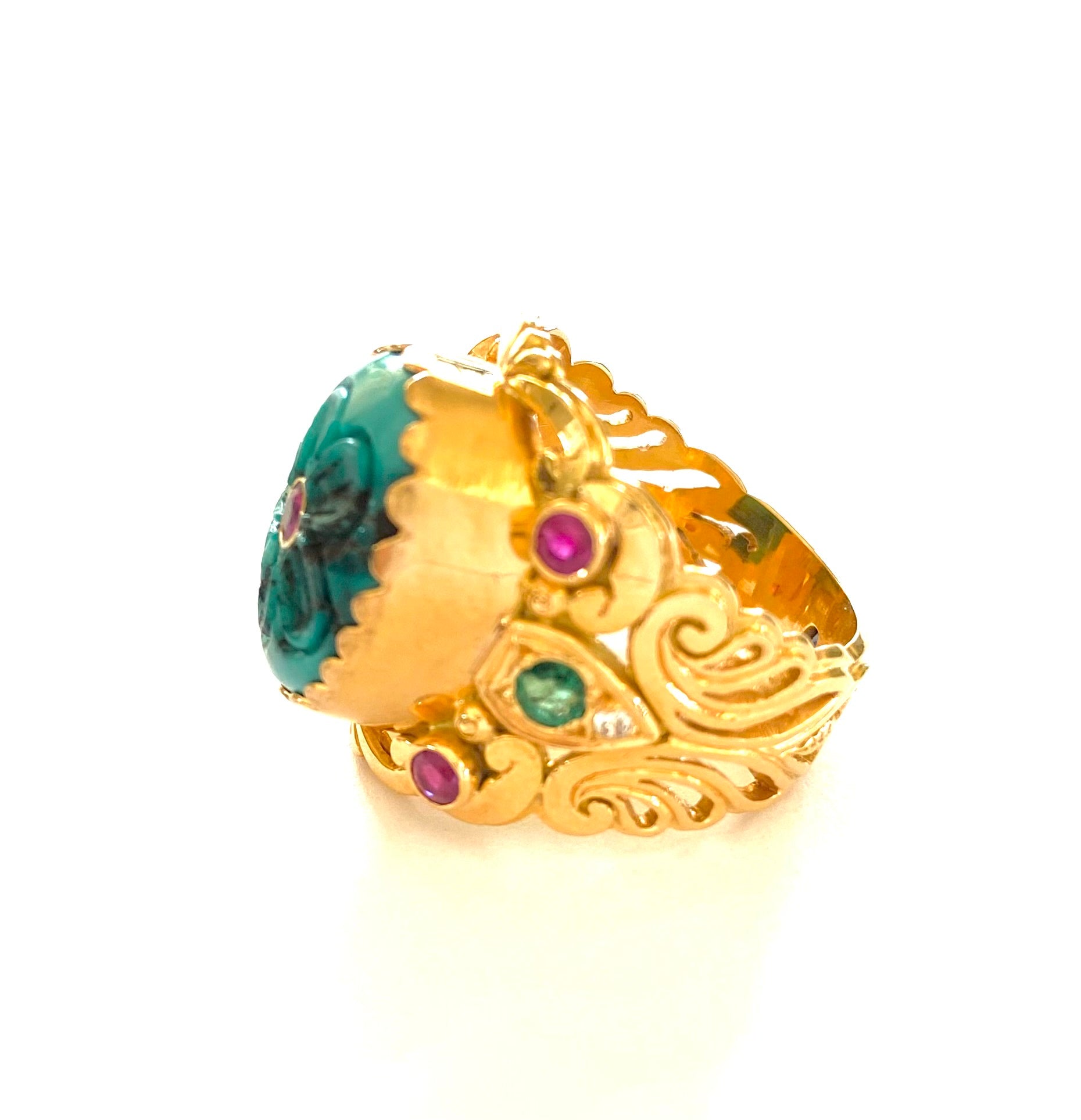 Antique Tibetan Turquoise gold Ring | NAHUM BENYAMIN