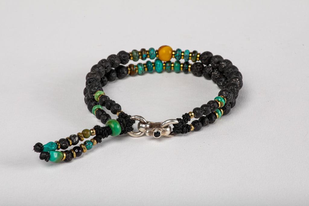 Lava beads Bracelet - Amber, Turquoise