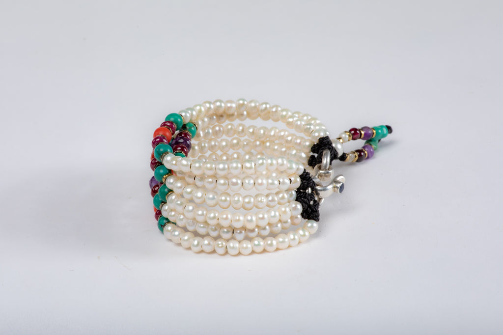 Six strings Royal Bracelet - Turquoise, Ruby, Coral