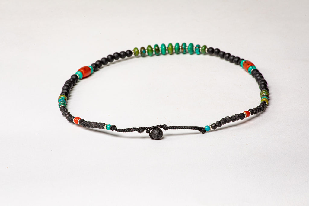 Lava necklace with Turqouise  center