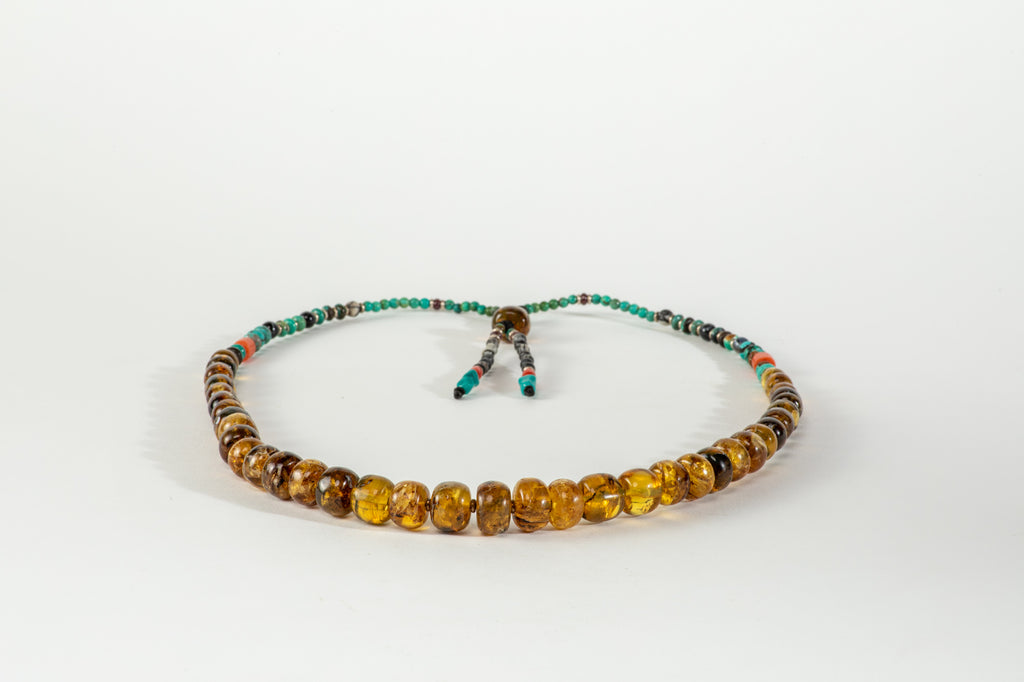 Long Amber Mala necklace with Tassle