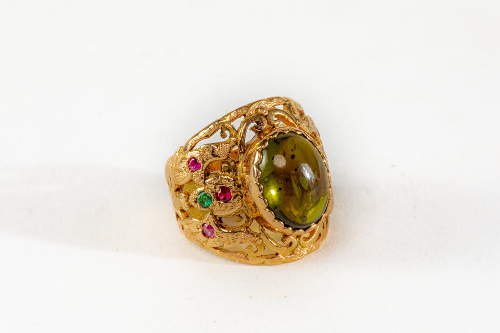 Royal Green Tourmaline gold Ring