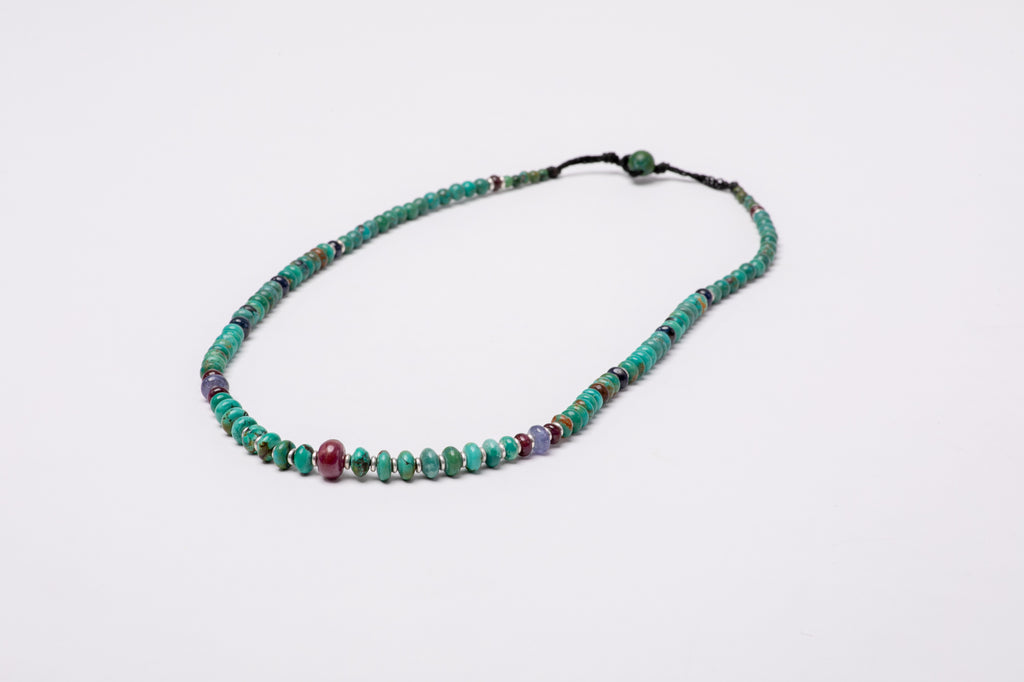 Turquoise necklace with Rubies and Sapphires