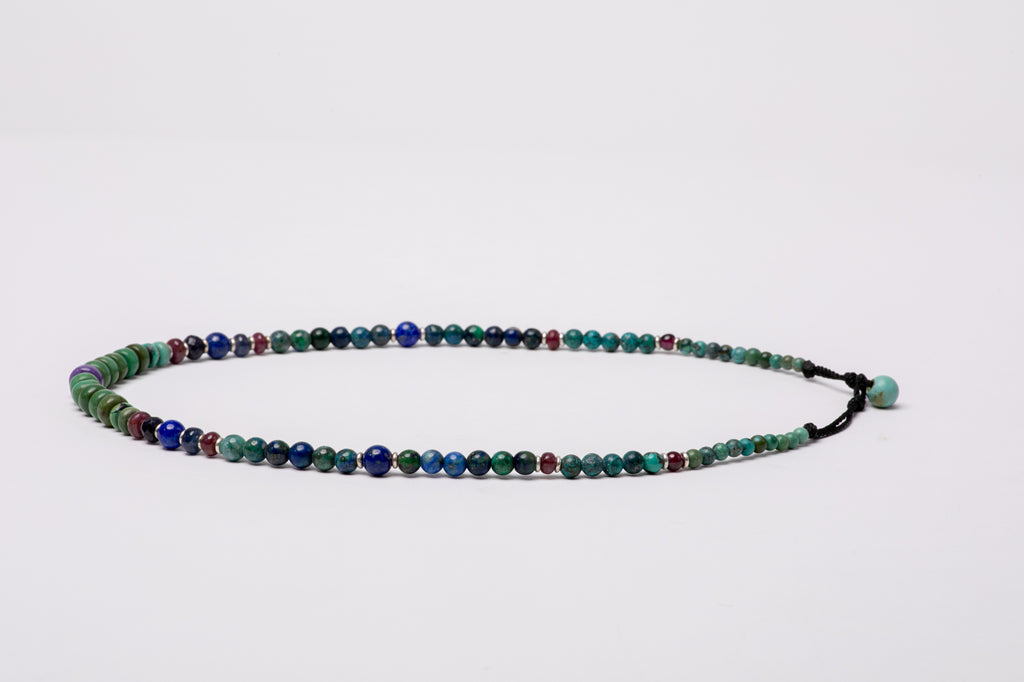 Turquoise necklace with Sujilite, Lapis Lazuli and Rubi stones