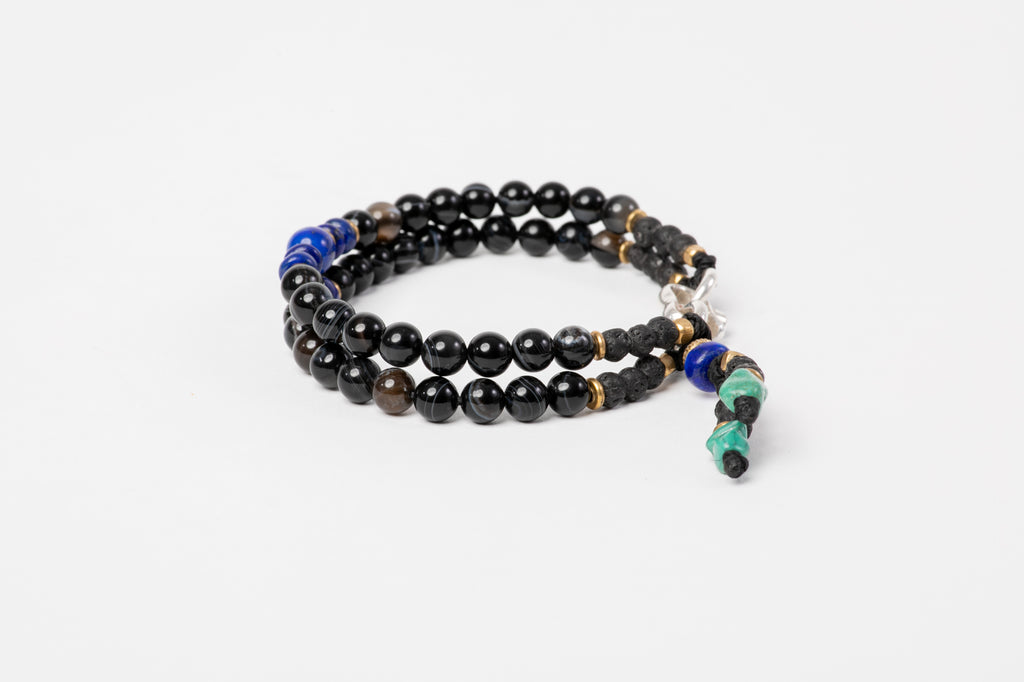 Black agate bracelet - Lapis Lazuli