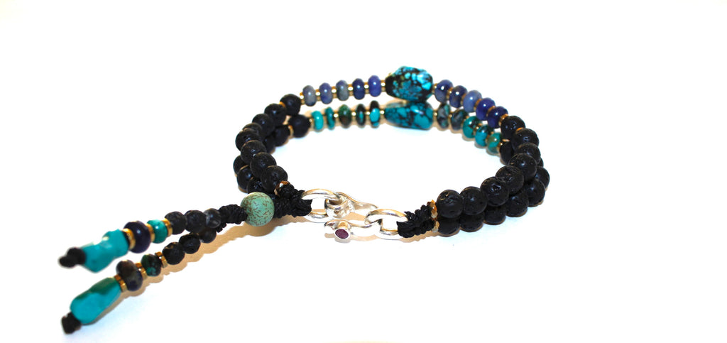 Lava beads Bracelet - Turquoise and sodalite